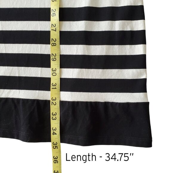 WHBM Sleeveless B & W Striped Silver Studded Cutout Neckline Shift Dress XS - Picture 12 of 15